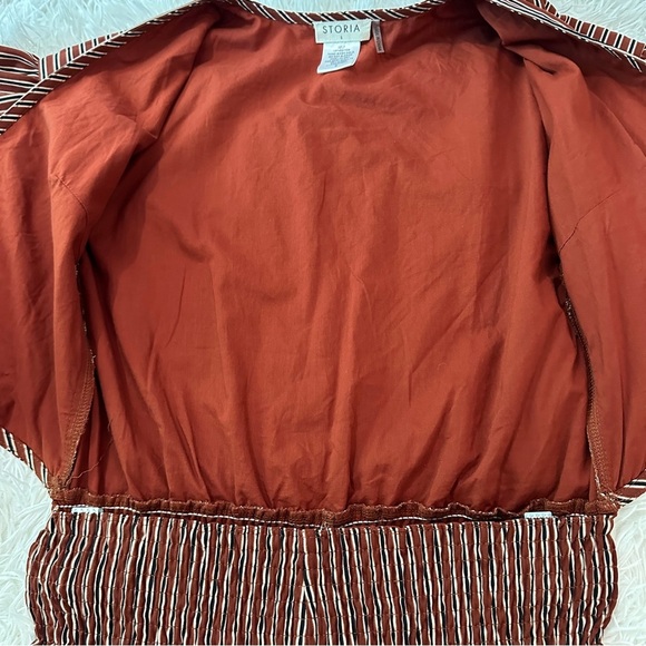 STORIA Striped Ruffle Sleeve Tie-Front Romper Size S - Picture 10 of 16